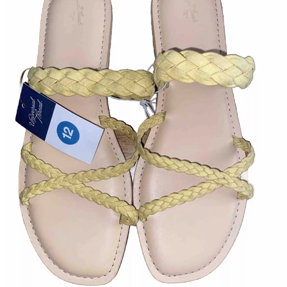 NWT Universal Thread Boho Braided Straps Cushioned Flat Sandals-